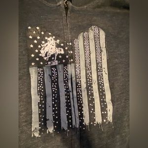 Charcoal Graphic Zip-Up Sweater